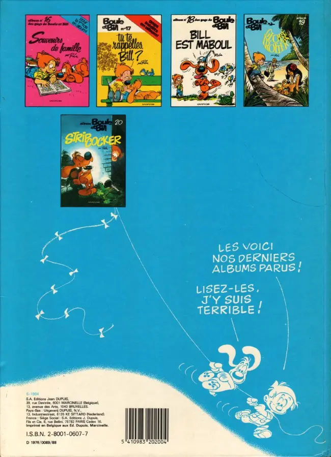 Verso de l'album Boule & Bill Tome 15 Bill, nom d'un chien !