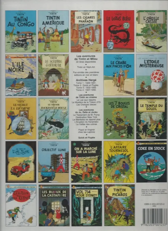 Verso de l'album Tintin Tome 23 Tintin et les Picaros