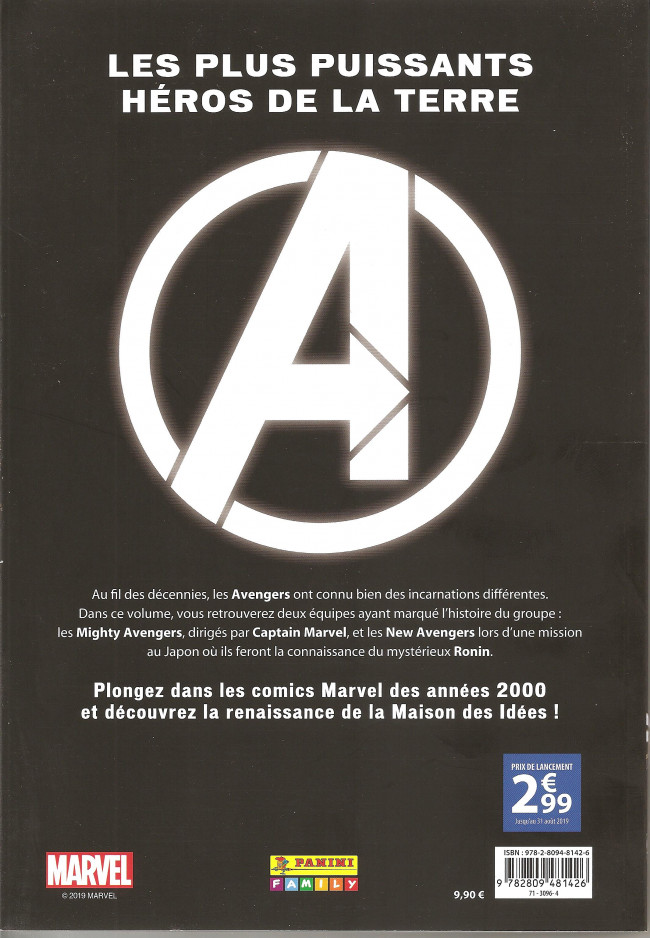Verso de l'album Marvel Les Années 2000 - La Renaissance 1 Avengers