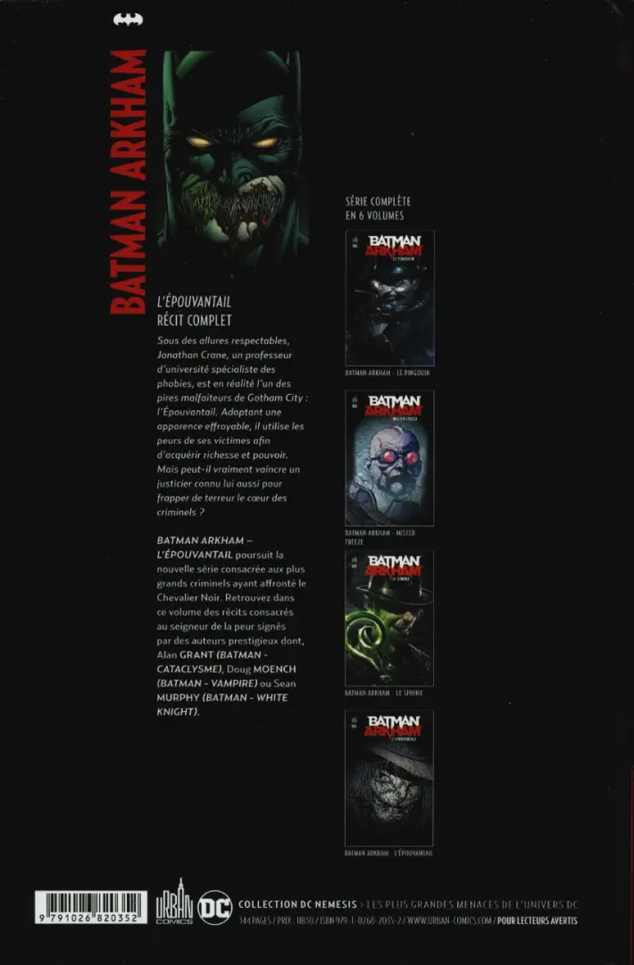 Verso de l'album Batman Arkham 6 L'Epouvantail