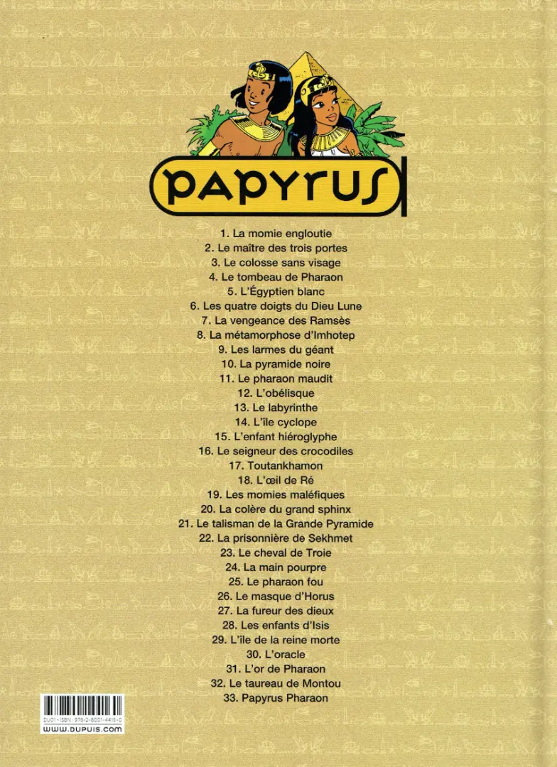 Verso de l'album Papyrus Tome 31 L'or de Pharaon