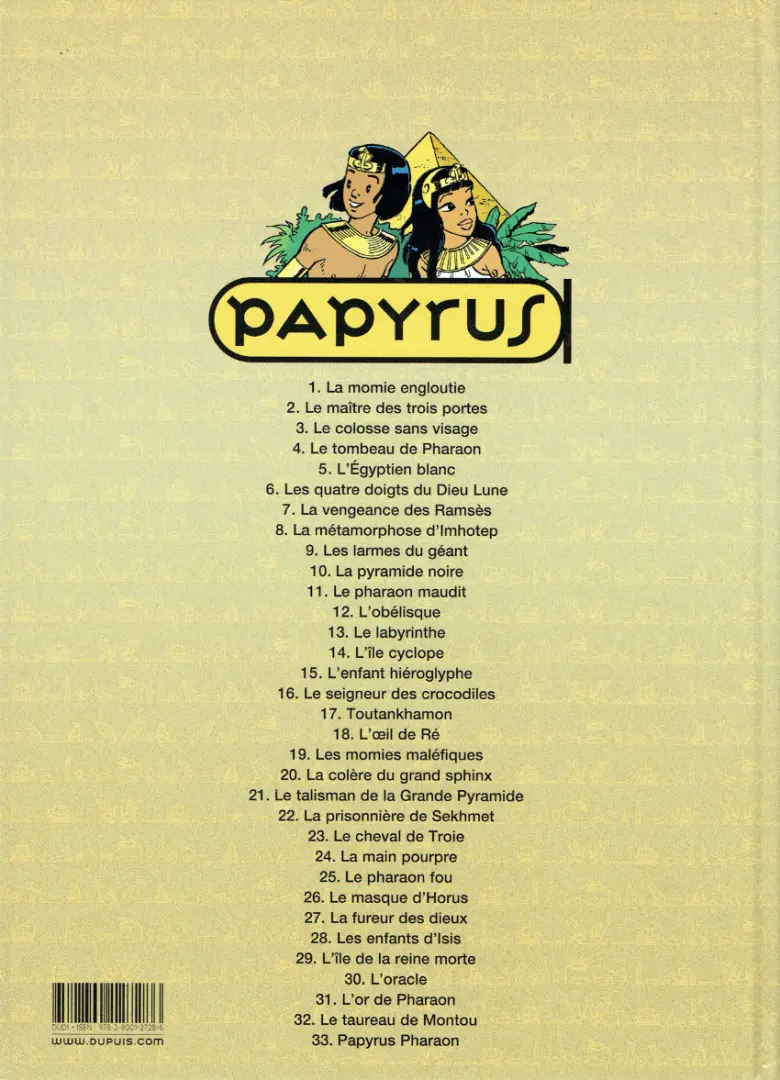 Verso de l'album Papyrus Tome 8 La métamorphose d'Imhotep