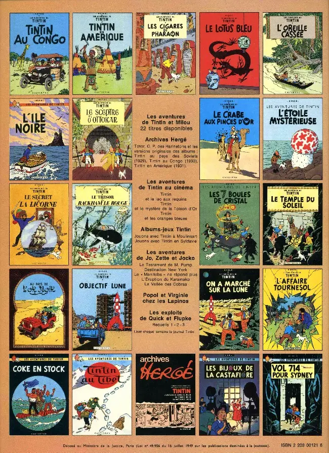 Verso de l'album Tintin Tome 22 Vol 714 pour Sydney