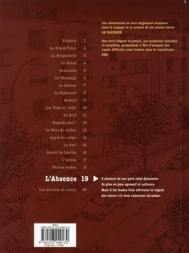 Verso de l'album Tendre banlieue Tome 19 L'absence