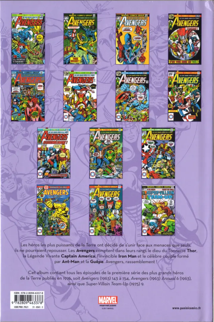 Verso de l'album The Avengers - L'intégrale Tome 13 1976