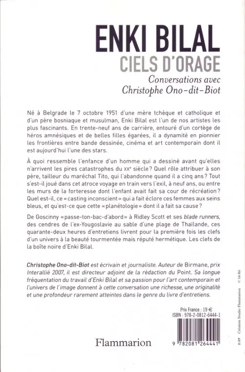 Verso de l'album Ciels d'orage
