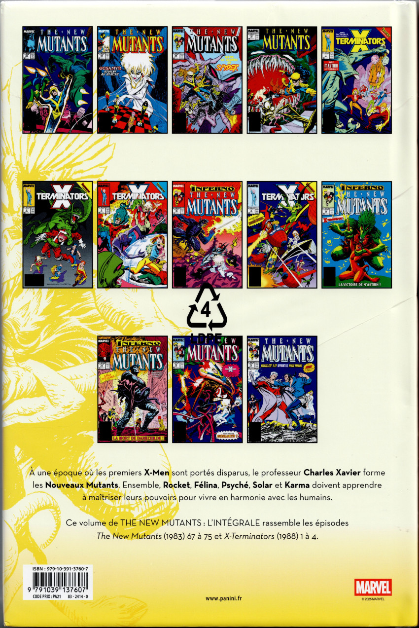 Verso de l'album The New Mutants - L'intégrale Tome 8 1988-1989