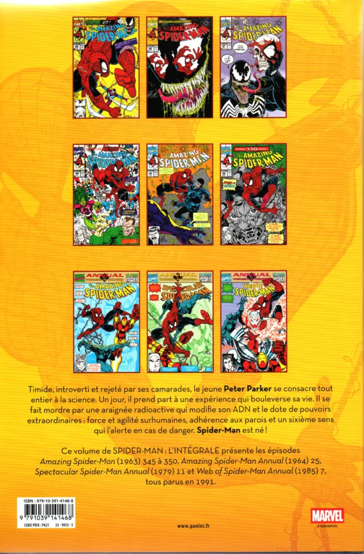 Verso de l'album Spider-Man - L'Intégrale Tome 33 1991
