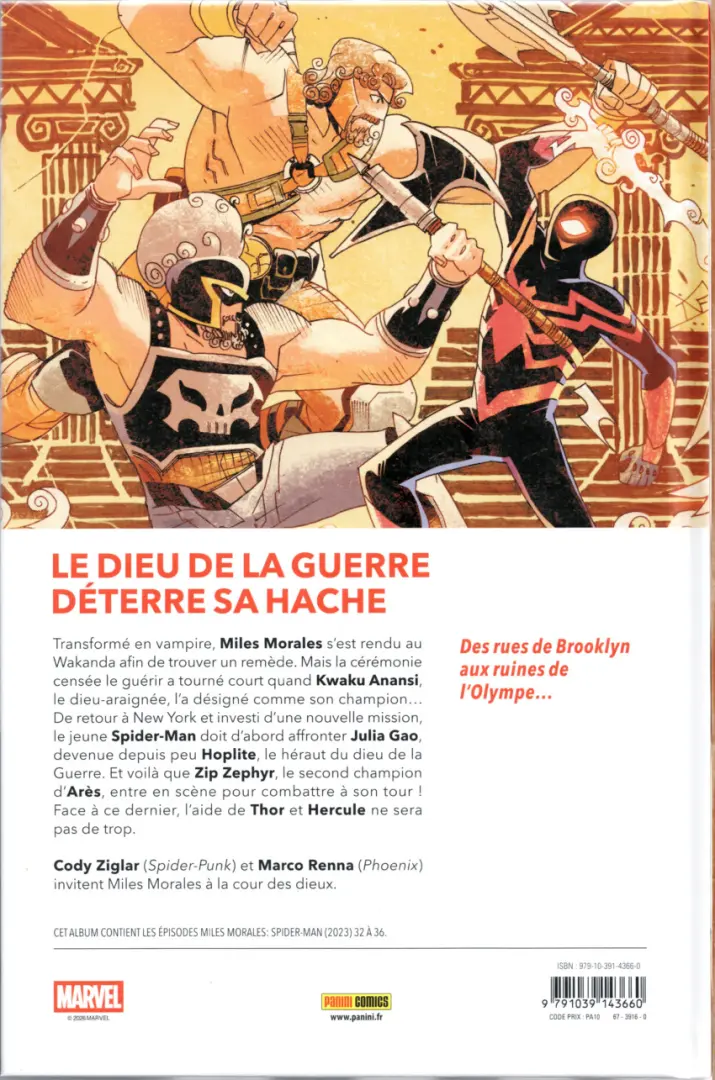 Verso de l'album Miles Morales - Spider-Man 7 La guerre des Dieux