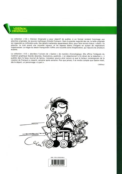 Verso de l'album Gaston L'intégrale (Version Originale) Tome 3 Gaston 1961-1962