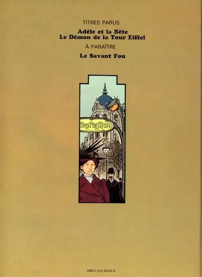 Verso de l'album Les Aventures Extraordinaires d'Adèle Blanc-Sec Tome 2 Le Démon de la Tour Eiffel