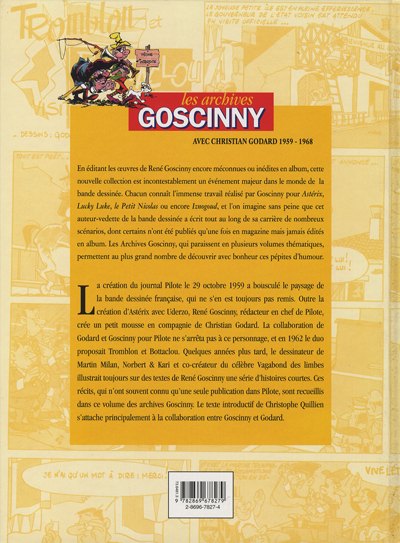 Verso de l'album Les Archives Goscinny Jacquot le Mousse suivi de Tromblon et Bottaclou 1959-1968
