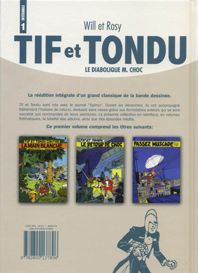 Verso de l'album Tif et Tondu Intégrale Tome 1 Le diabolique M. Choc
