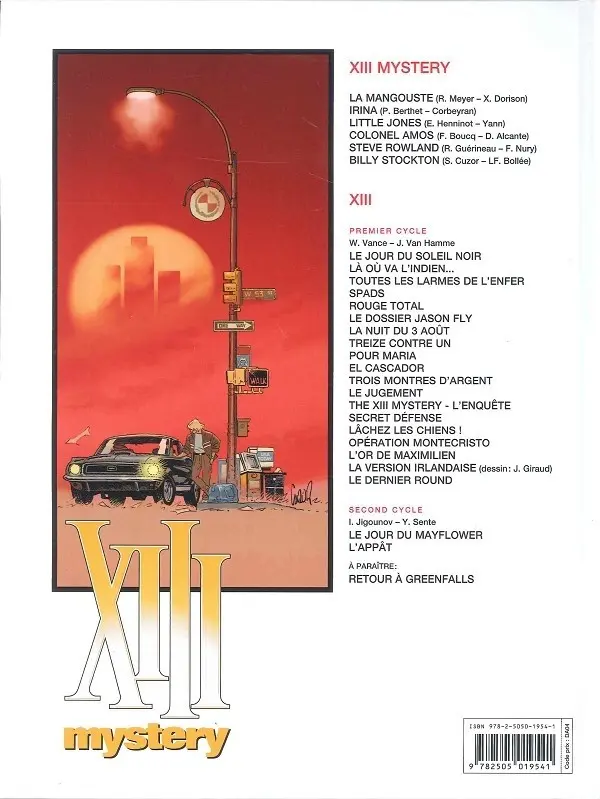 Verso de l'album XIII Mystery Tome 6 Billy Stockton