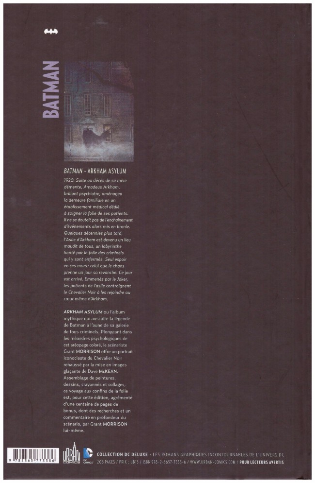 Verso de l'album Batman : L'Asile d'Arkham / Arkham Asylum Arkham asylum