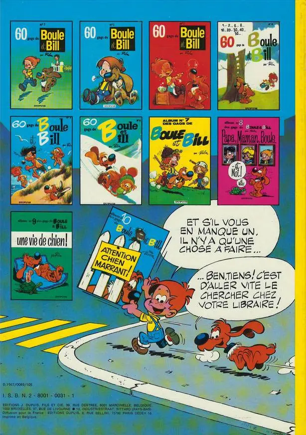 Verso de l'album Boule & Bill Tome 2 60 gags de Boule et Bill