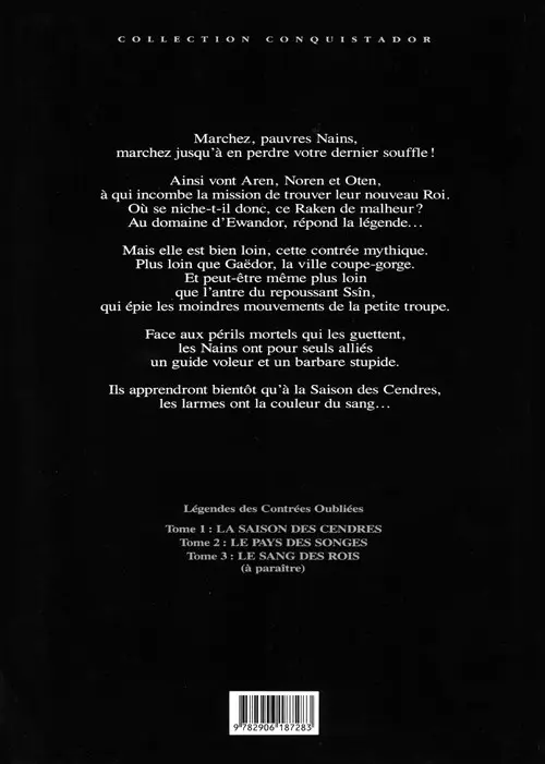 Verso de l'album Légendes des contrées oubliées Tome 1 La Saison des Cendres