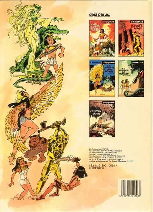 Verso de l'album Papyrus Tome 1 La momie engloutie