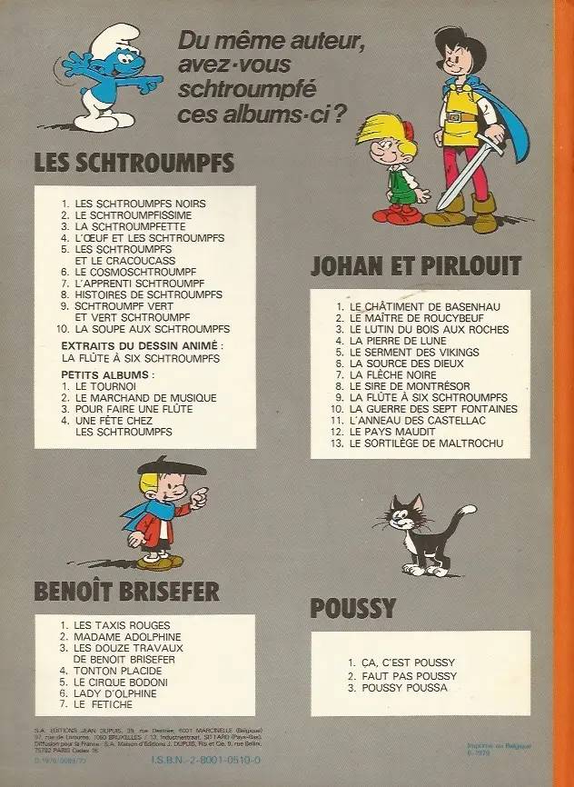 Verso de l'album Les Schtroumpfs Tome 10 La soupe aux Schtroumpfs
