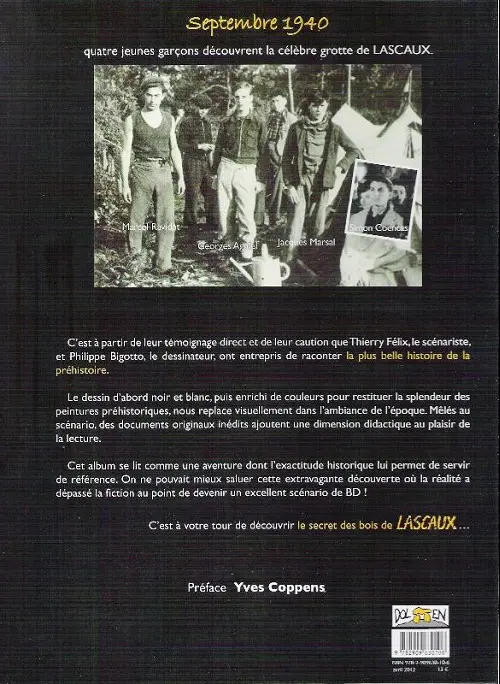 Verso de l'album Le Secret des bois de Lascaux