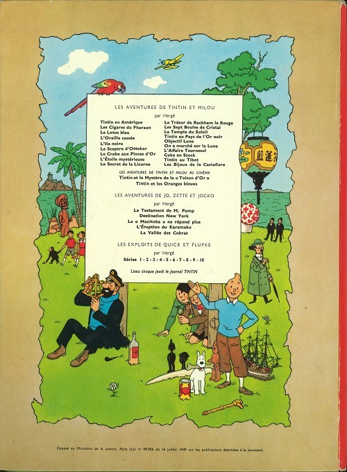 Verso de l'album Tintin Tome 6 L'oreille cassée