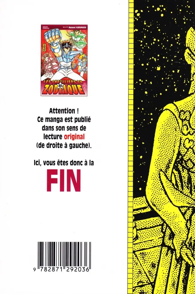 Verso de l'album Saint Seiya - Les Chevaliers du Zodiaque 22 Que s'éveille le 8e sens !!