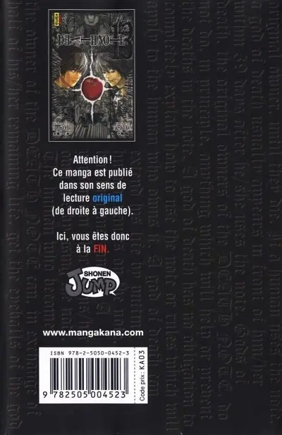 Verso de l'album Death note 13 How to read - La vérité