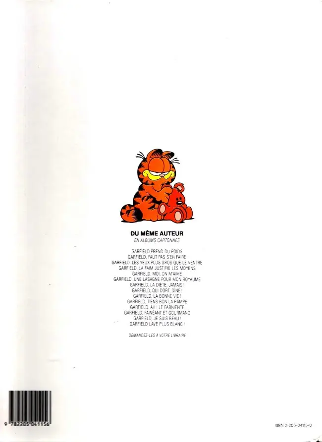 Verso de l'album Garfield Tome 14 Lave plus blanc !