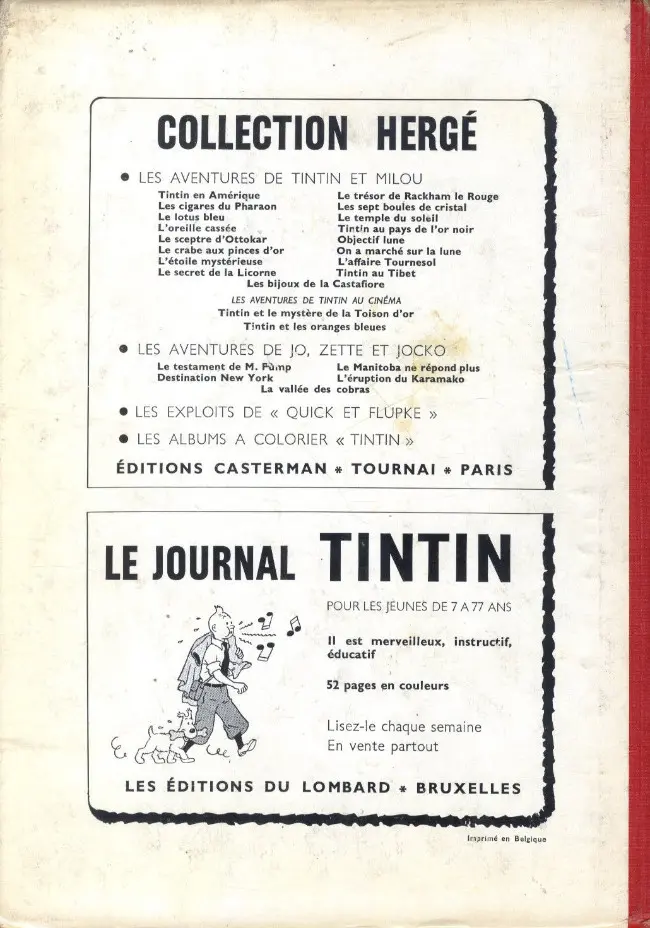Verso de l'album Tintin Tome 76