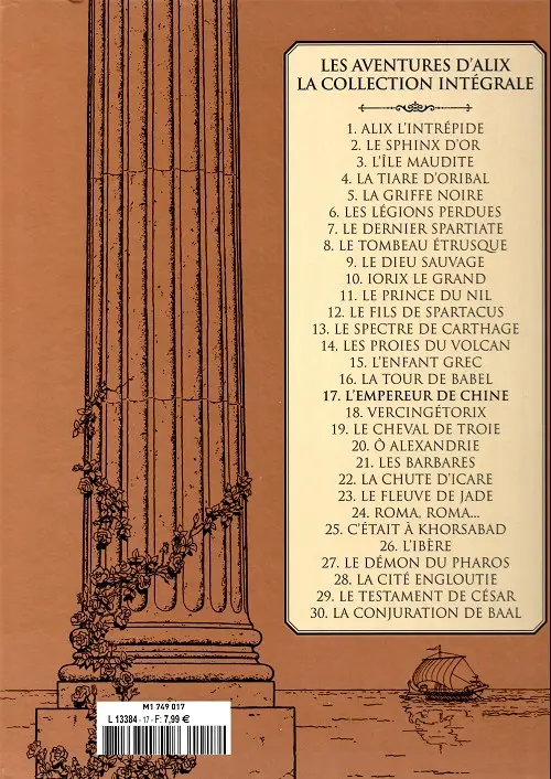 Verso de l'album Alix La collection Tome 17 L'empereur de Chine