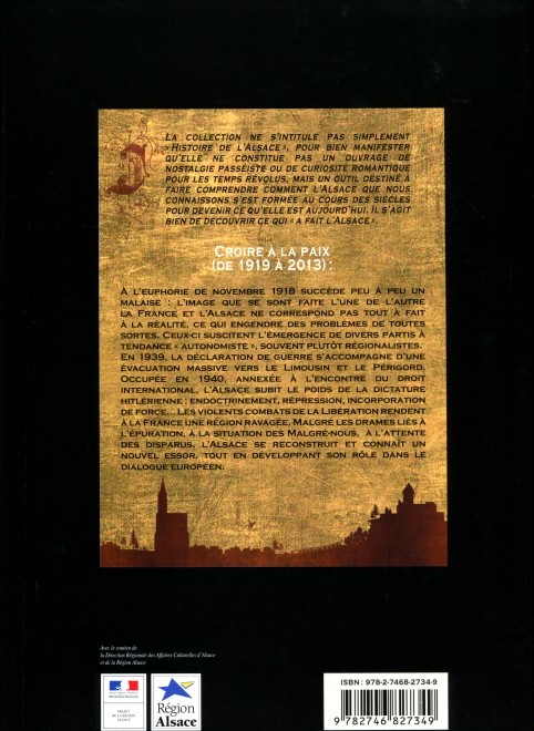Verso de l'album L'Alsace Tome 12 Croire à la paix (de 1919 à 2013)