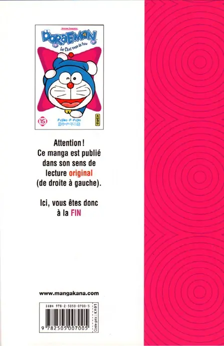 Verso de l'album Doraemon, le Chat venu du futur Tome 15