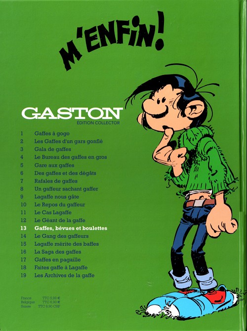 Verso de l'album Gaston Édition Collector (Télé 7 jours) Tome 13 Gaffes, bévues et boulettes