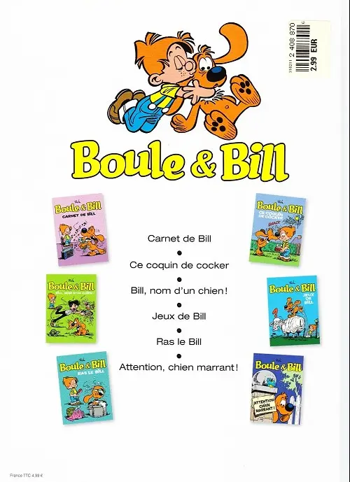 Verso de l'album Boule & Bill Tome 6 Attention chien marrant !