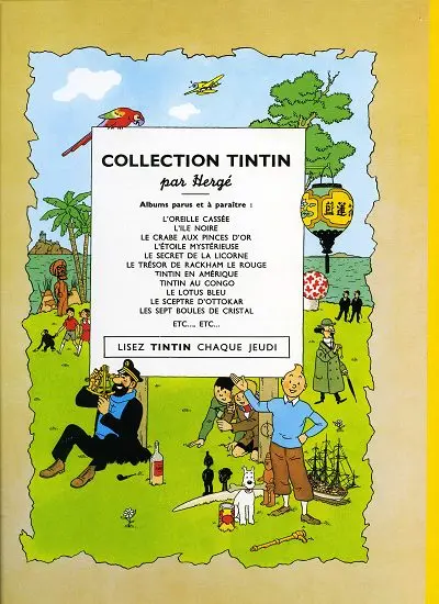 Verso de l'album Tintin Tome 13 Les 7 boules de cristal