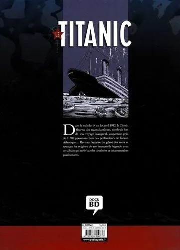 Verso de l'album Le Titanic en bandes dessinées