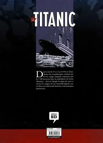 Verso de l'album Le Titanic en bandes dessinées