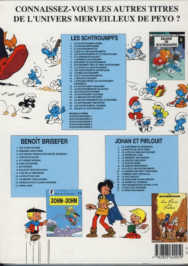 Verso de l'album Les Schtroumpfs Tome 23 Les schtroumpfs joueurs