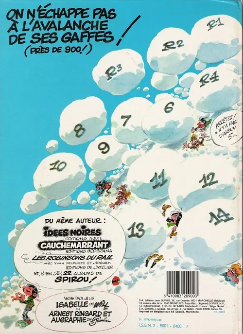 Verso de l'album Gaston Tome 12 Le Gang des gaffeurs