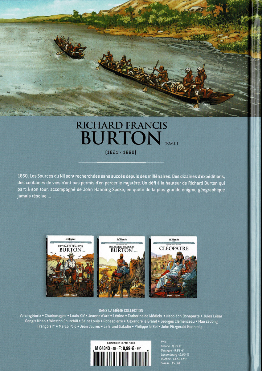 Verso de l'album Les grands personnages de l'Histoire en bandes dessinées Tome 40 Richard Francis Burton