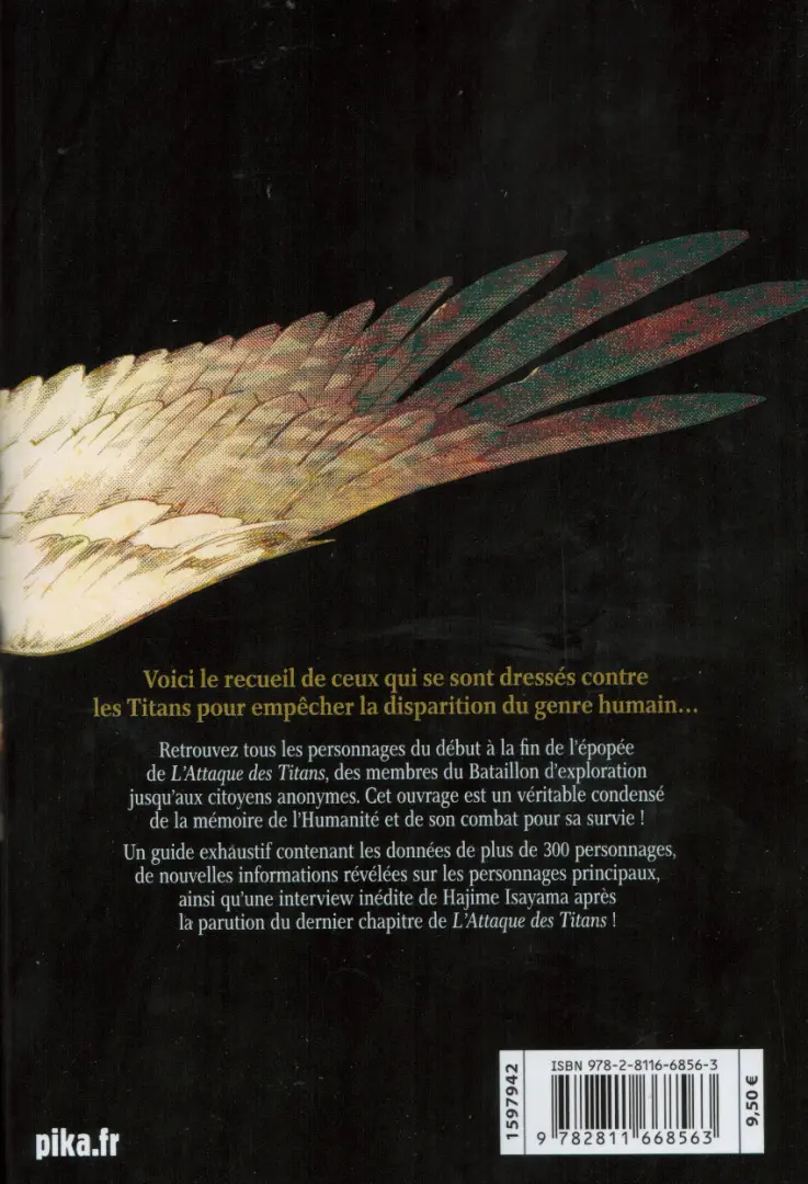 Verso de l'album L'Attaque des Titans Characters - Guide officiel