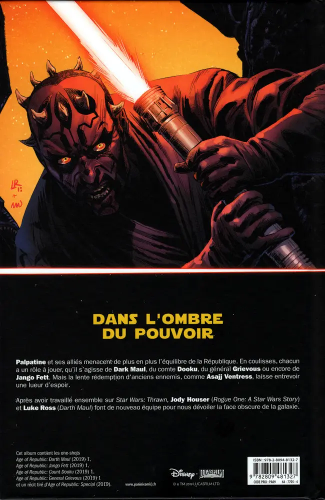 Verso de l'album Star Wars - L'ère de la République 2 Les Vilains