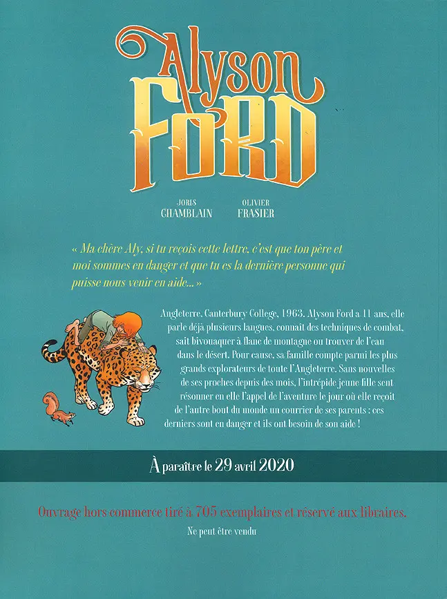 Verso de l'album Alyson Ford Tome 1 Le temple du jaguar