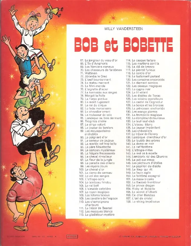 Verso de l'album Bob et Bobette Tome 79 La harpe perdue