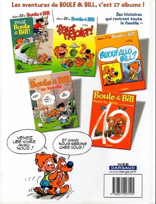 Verso de l'album Boule & Bill Tome 26 'faut rigoler !