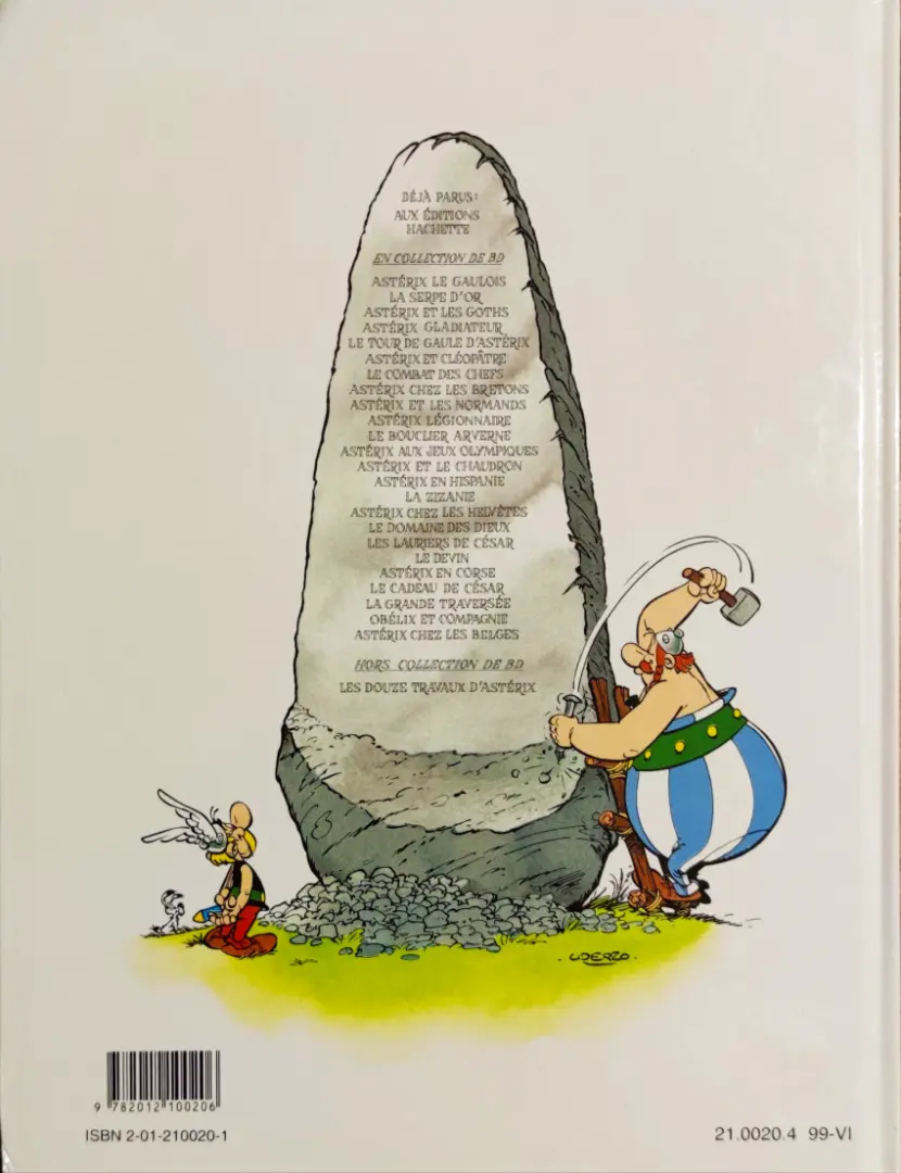 Verso de l'album Astérix Tome 20 Astérix en Corse