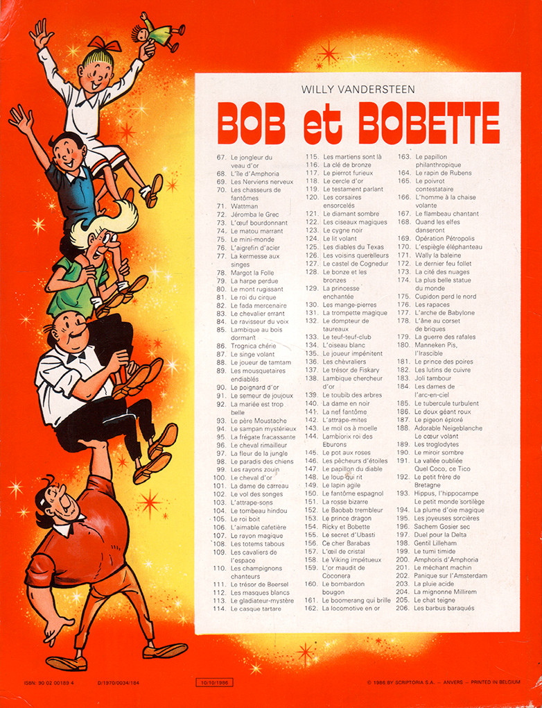 Verso de l'album Bob et Bobette Tome 107 Le rayon magique