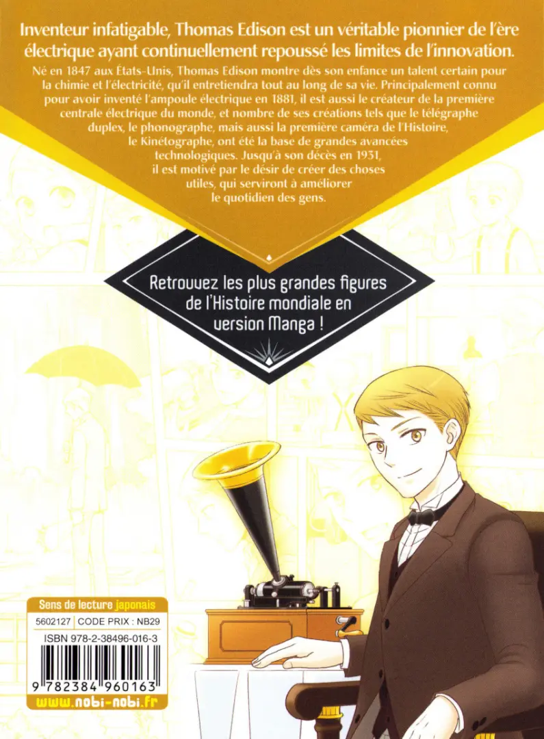 Verso de l'album Thomas Edison