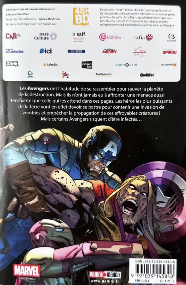 Verso de l'album Marvel zombies rassemblement 1