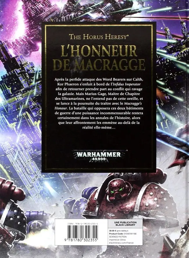 Verso de l'album L'Honneur de Macragge
